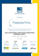 W 2008 roku zostaliśmy wyróżnieni certyfikatem „Przejrzysta Firma”, przyznawanym przez Dun & Bradstreet Poland, świadczącym o wiarygodności płatniczej, przejrzystości oraz stosowaniu się do zasad etycznego prowadzenia biznesu.